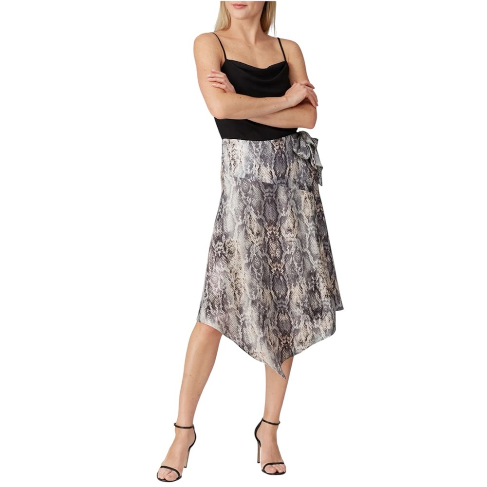 Krisa Snake Print Wrap Midi Skirt Size Small